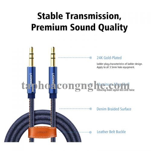 Ugreen 40401 0.5M màu Xanh Cáp âm thanh 2 đầu 3.5mm dương AV113 30040401